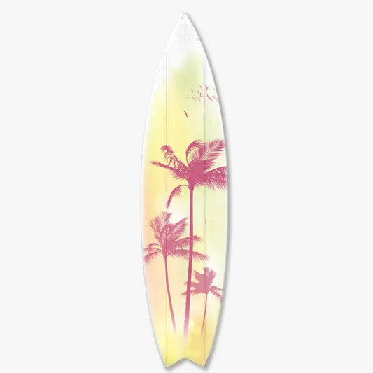 SURF BOARD WALL ACCENT PALM TREE ART (YELLOW)