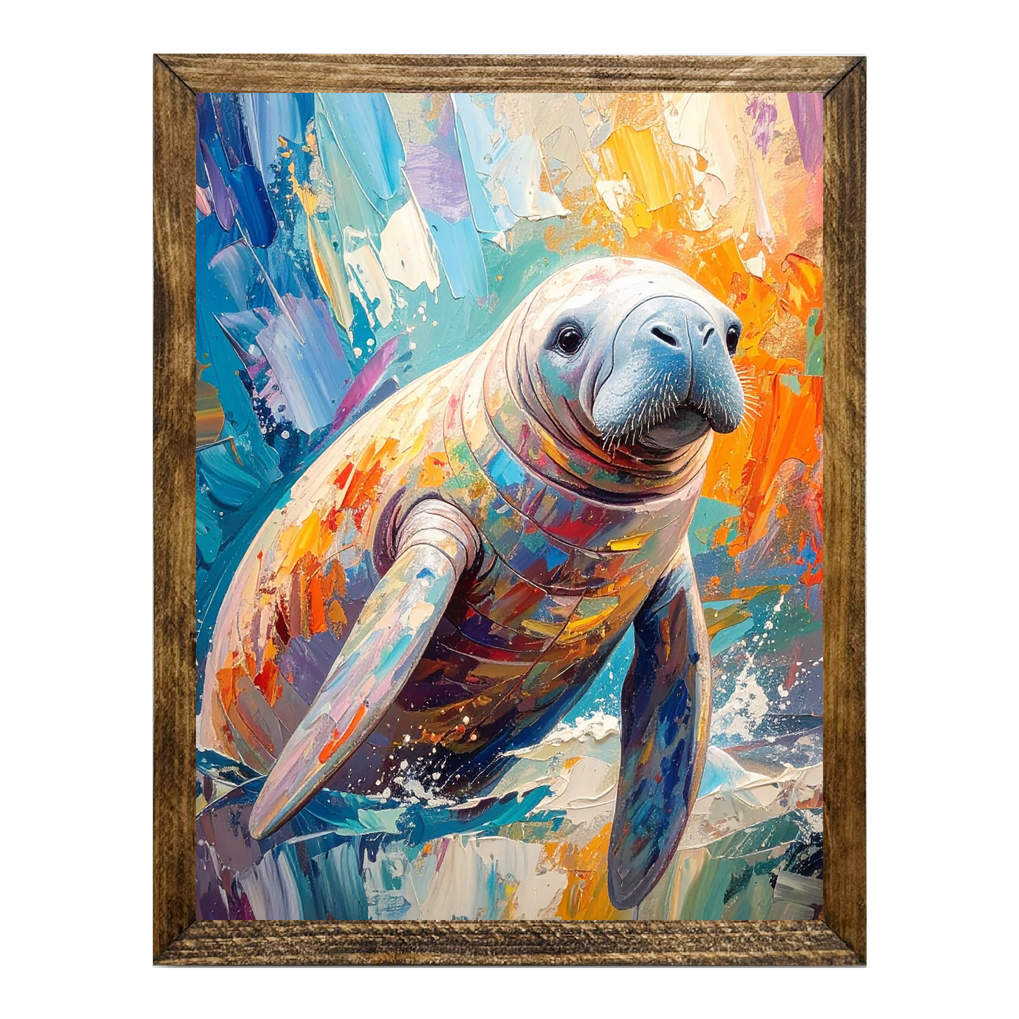 TIMBERLAND FRAME COLORFUL ART MANATEE
