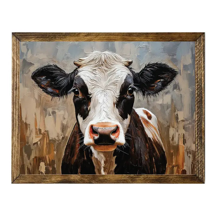TIMBERLAND FRAME BROWN AND WHITE COW WITH RUSTIC BACKGROUND 1