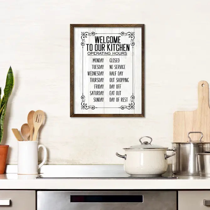 TIMBERLAND FRAME WELCOME TO OUR KITCHEN