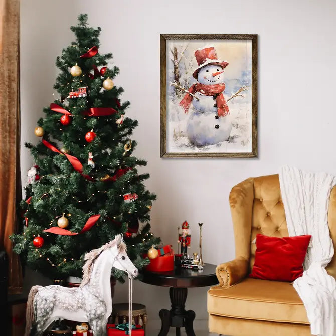 TIMBERLAND FRAME SNOWMAN PAINTING