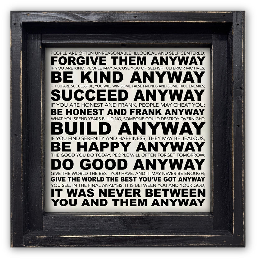 FRAMED CANVAS DO IT ANYWAY POEM BY MOTHER THERESA