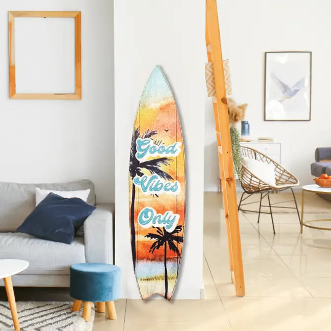SURF BOARD WALL ACCENT GOOD VIBES ONLY