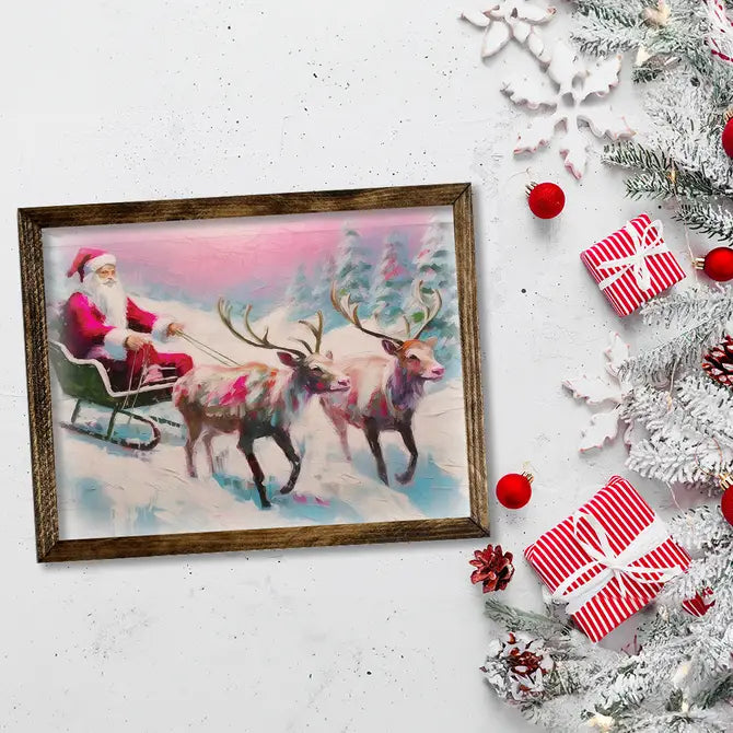 TIMBERLAND FRAME SANTA SLEIGH REINDEER PINK