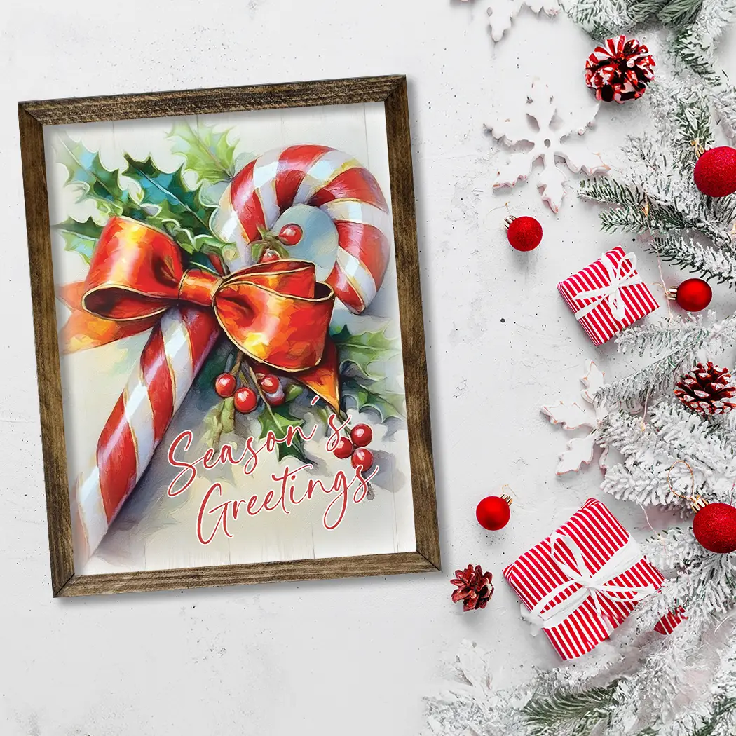 TIMBERLAND FRAME CANDY CANE SEASONS GREETINGS