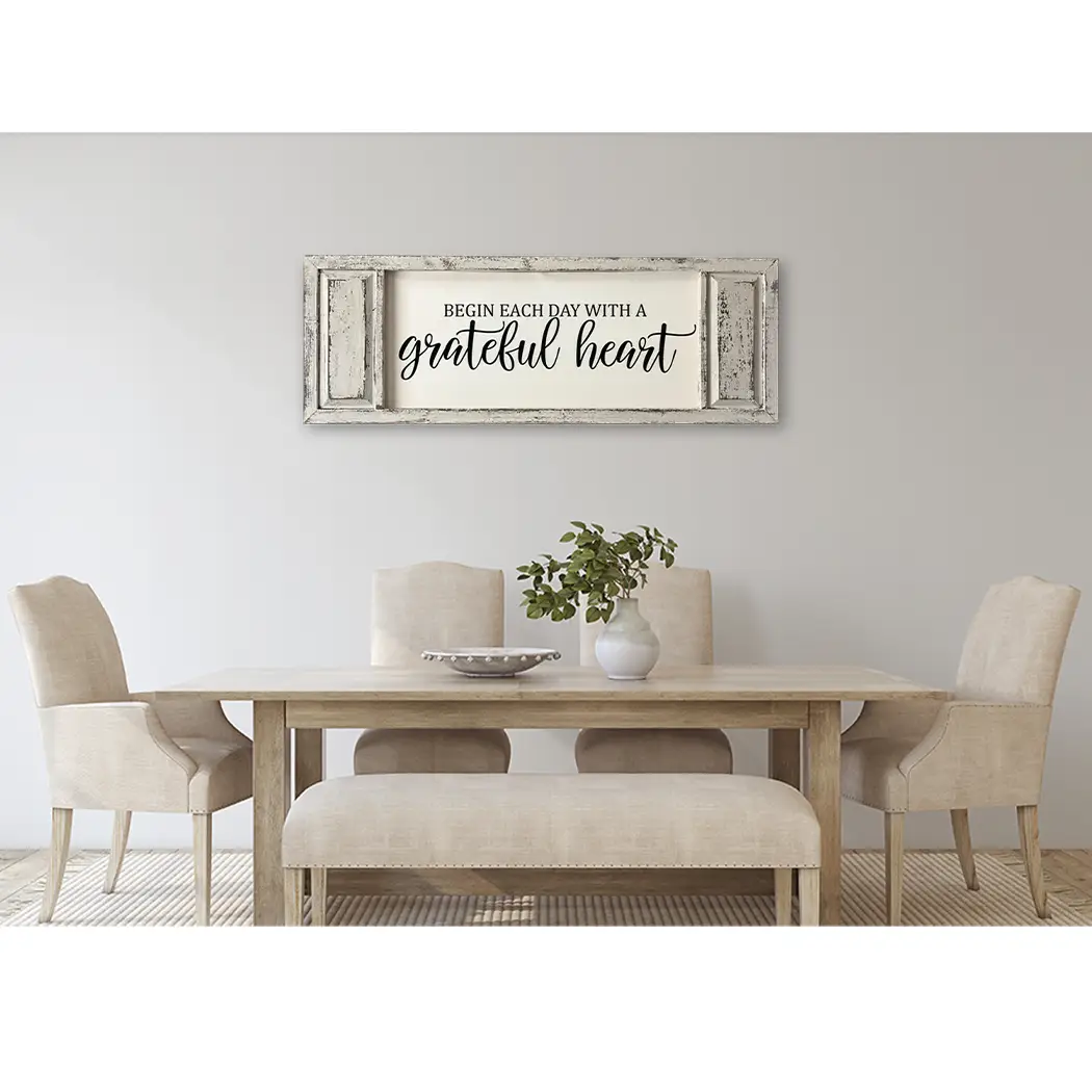 FRAMED CANVAS BEGIN EACH DAY WITH A GRATEFUL HEART