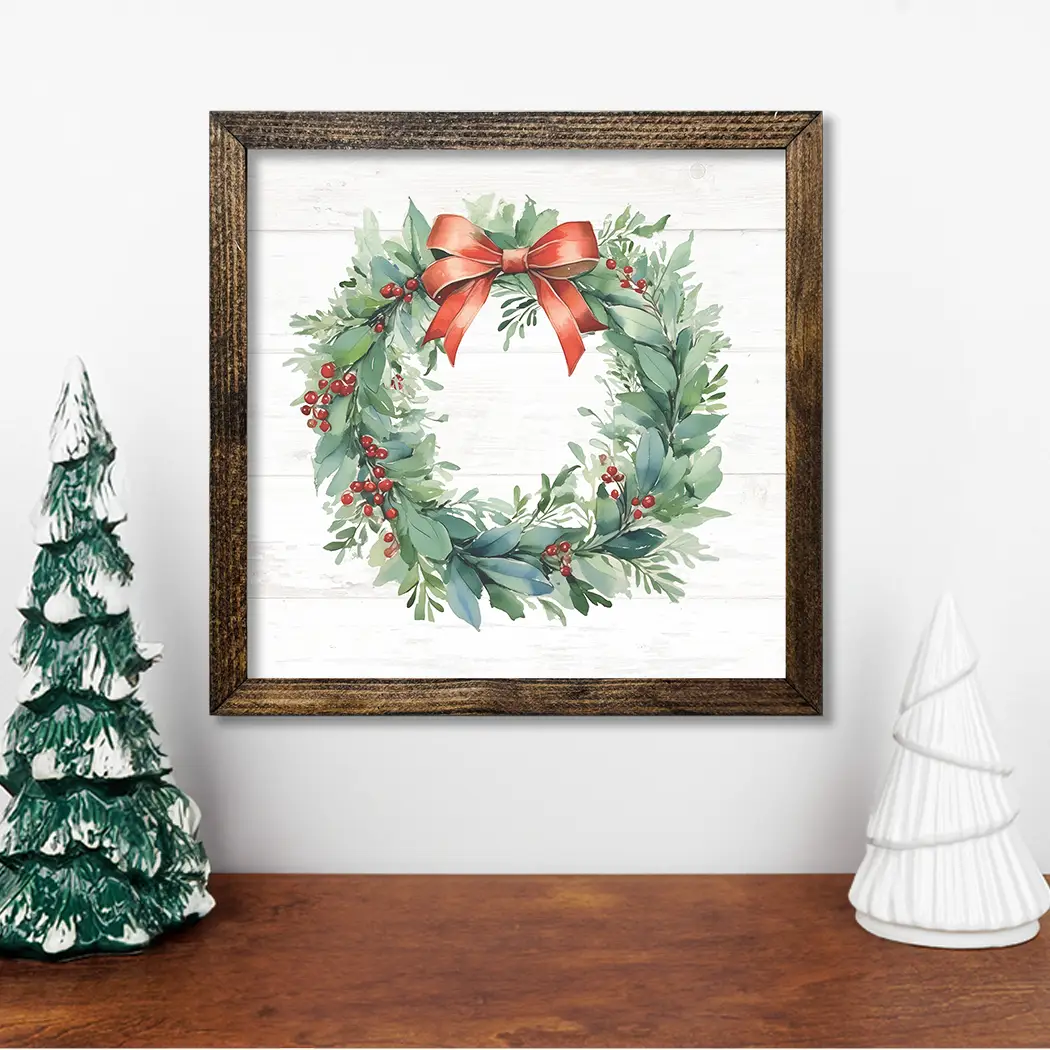 TIMBERLAND FRAME WREATH WITH BOW AND BERRIES