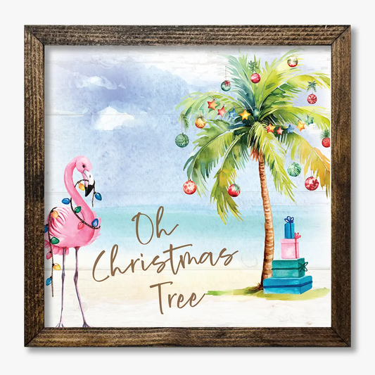TIMBERLAND FRAME OH CHRISTMAS TREE BEACH FLAMINGO