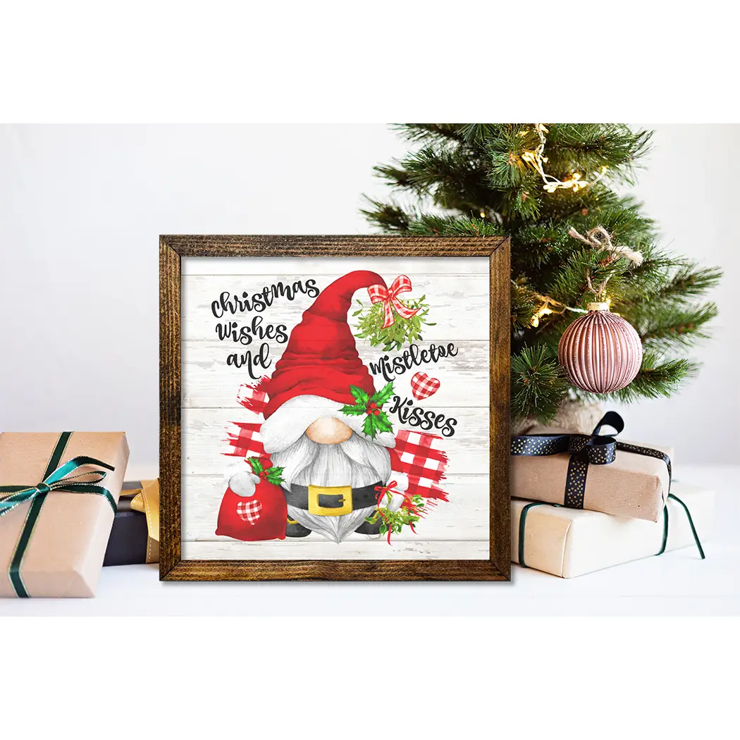 TIMBERLAND FRAME CHRISTMAS WISHES AND MISTLETOE KISSES GNOME