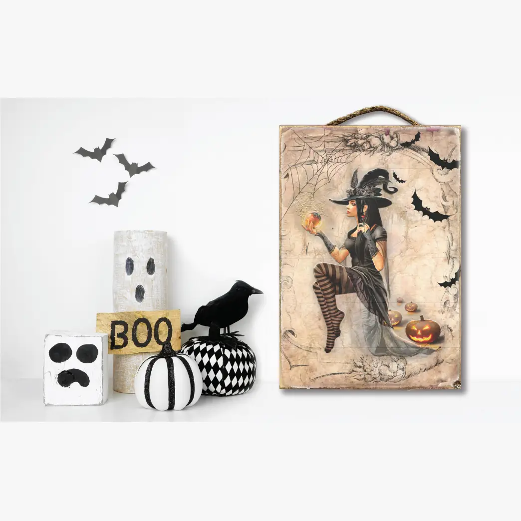 Vintage Witch with Apple