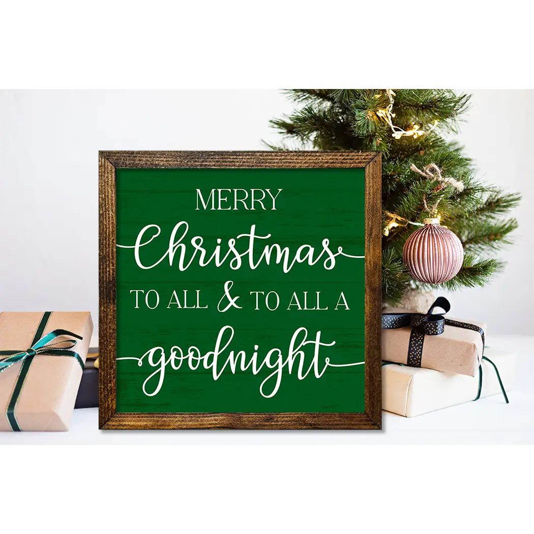 TIMBERLAND FRAME MERRY CHRISTMAS TO ALL & TO ALL A GOODNIGHT GREEN