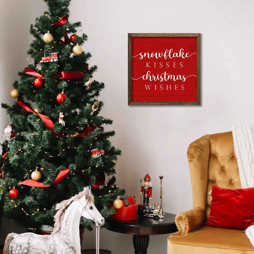 TIMBERLAND FRAME SNOWFLAKE KISSES AND CHRISTMAS WISHES RED