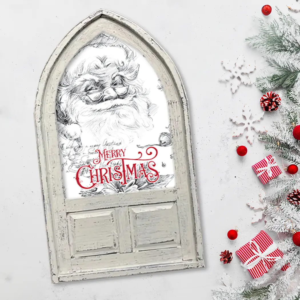 Small Arched Santa Sketch Merry Christmas