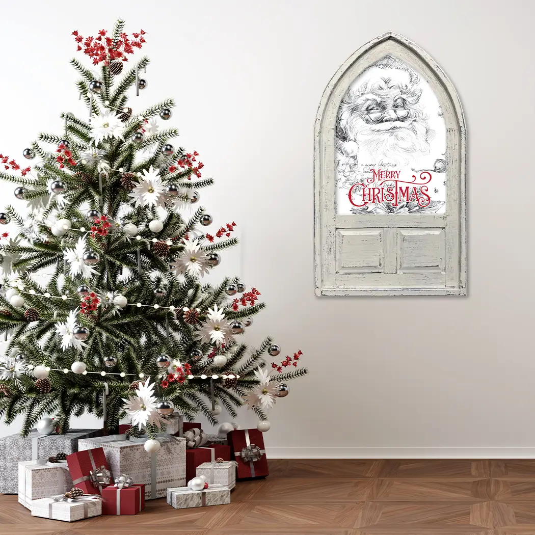 Small Arched Santa Sketch Merry Christmas