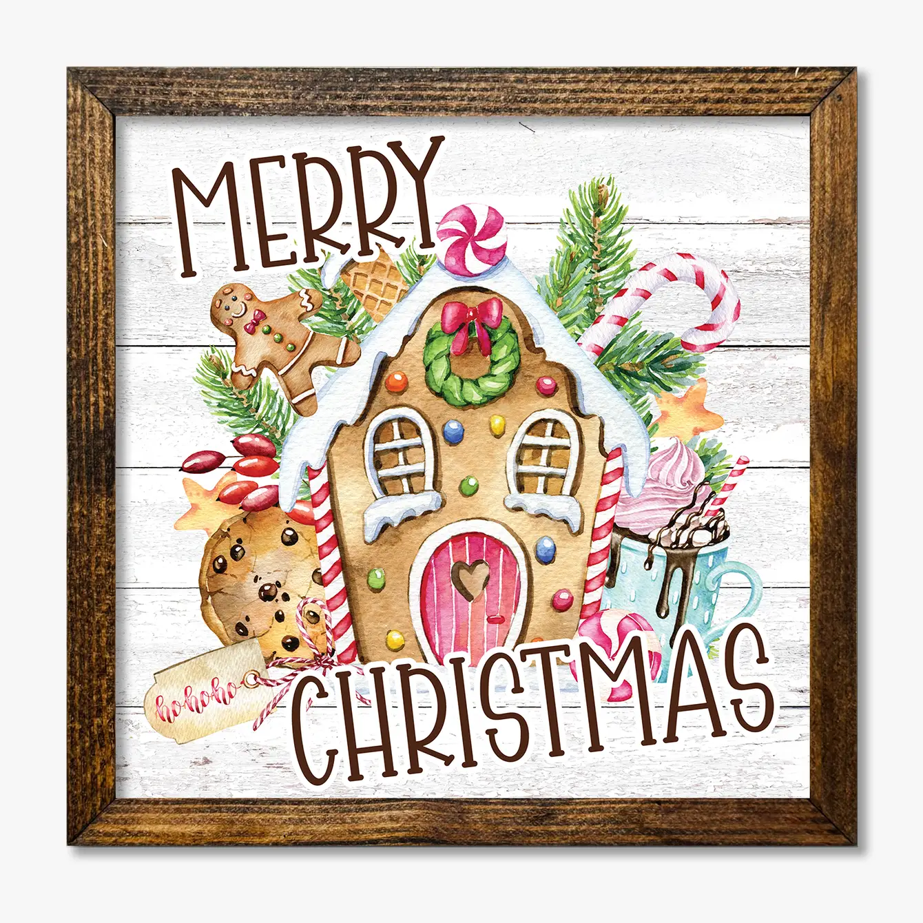 TIMBERLAND FRAME MERRY CHRISTMAS GINGERBREAD HOUSE