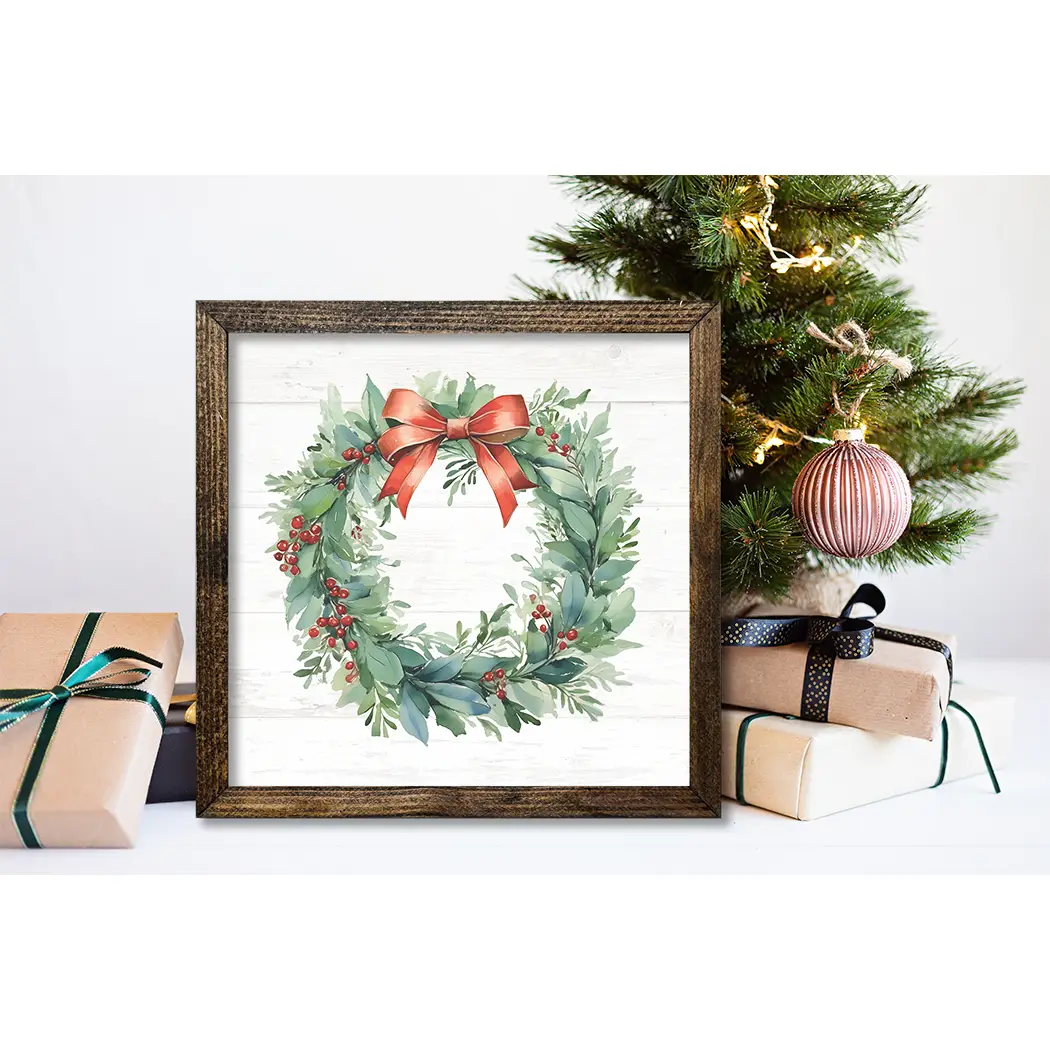 TIMBERLAND FRAME WREATH WITH BOW AND BERRIES