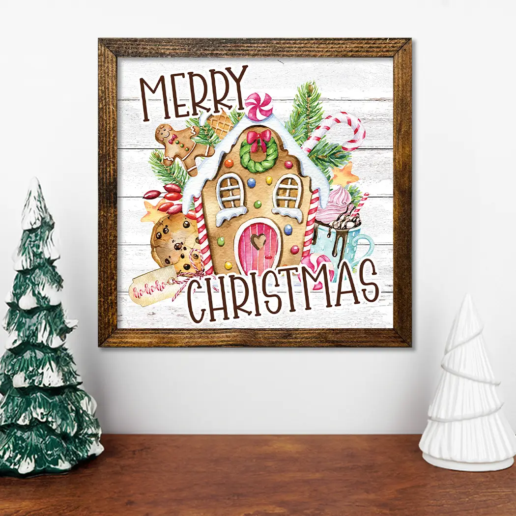 TIMBERLAND FRAME MERRY CHRISTMAS GINGERBREAD HOUSE