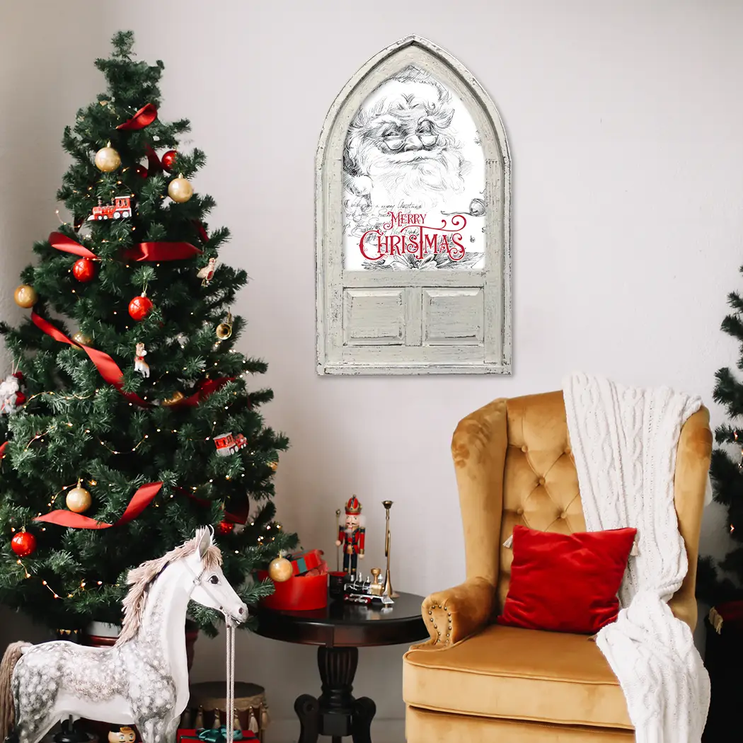 Small Arched Santa Sketch Merry Christmas