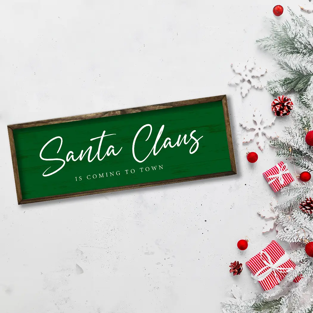 TIMBERLAND FRAME SANTA CLAUS IS COMING TO TOWN GREEN