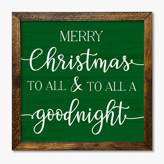 TIMBERLAND FRAME MERRY CHRISTMAS TO ALL & TO ALL A GOODNIGHT GREEN