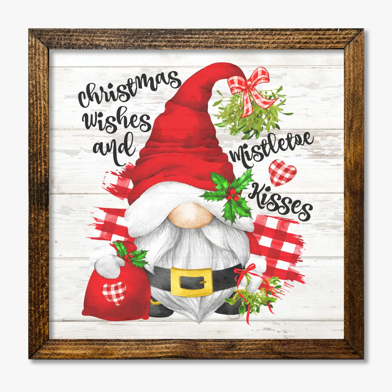 TIMBERLAND FRAME CHRISTMAS WISHES AND MISTLETOE KISSES GNOME