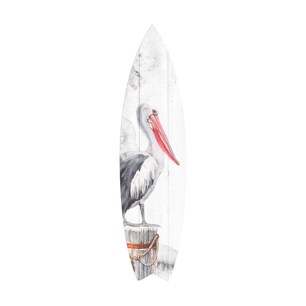 SURF BOARD WALL ACCENT PELICAN ART