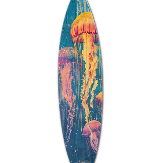MINI 23" SURF BOARD WALL ACCENT NEON JELLYFISH