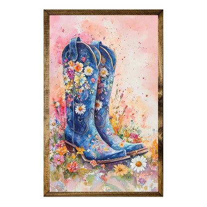 TIMBERLAND FRAME FLORAL COWGIRL BOOTS–COLORFUL WESTERN