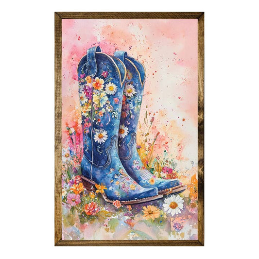 TIMBERLAND FRAME FLORAL COWGIRL BOOTS–COLORFUL WESTERN