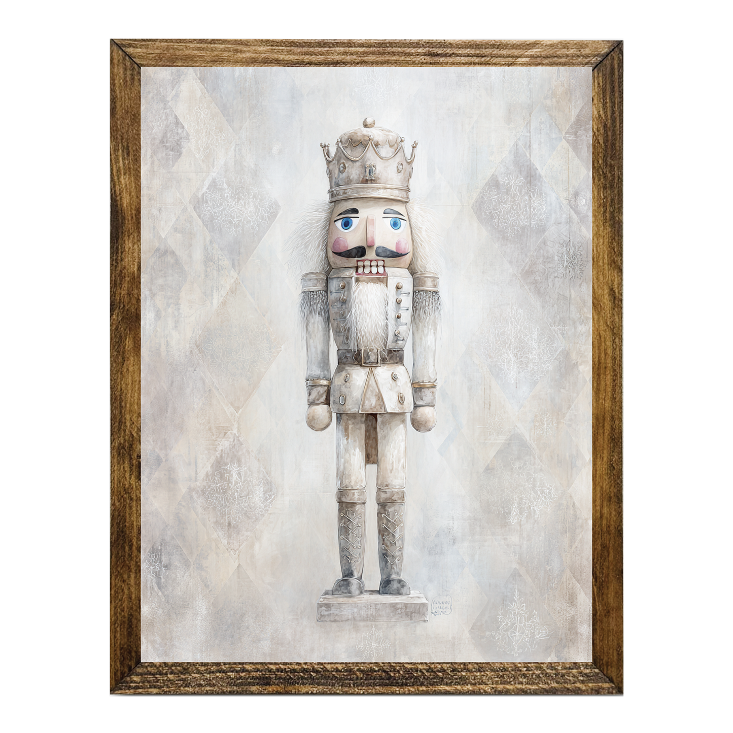 ARTISTIC SERIES NUTCRACKER ART- SNOWY GRAY WHITE GOLD
