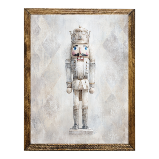 ARTISTIC SERIES NUTCRACKER ART- SNOWY GRAY WHITE GOLD