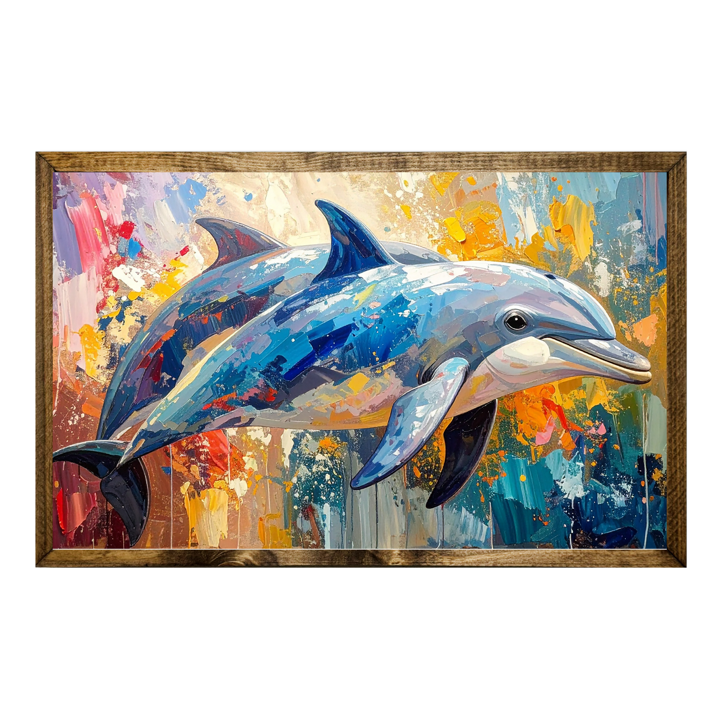 TIMBERLAND FRAME COLORFUL ART DOLPHINS