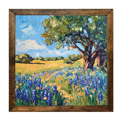 ARTISTIC SERIES TIMBERLAND-BLUEBONNET FIELD TREE OIL PAINT 2