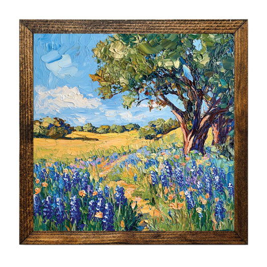 ARTISTIC SERIES TIMBERLAND-BLUEBONNET FIELD TREE OIL PAINT 2