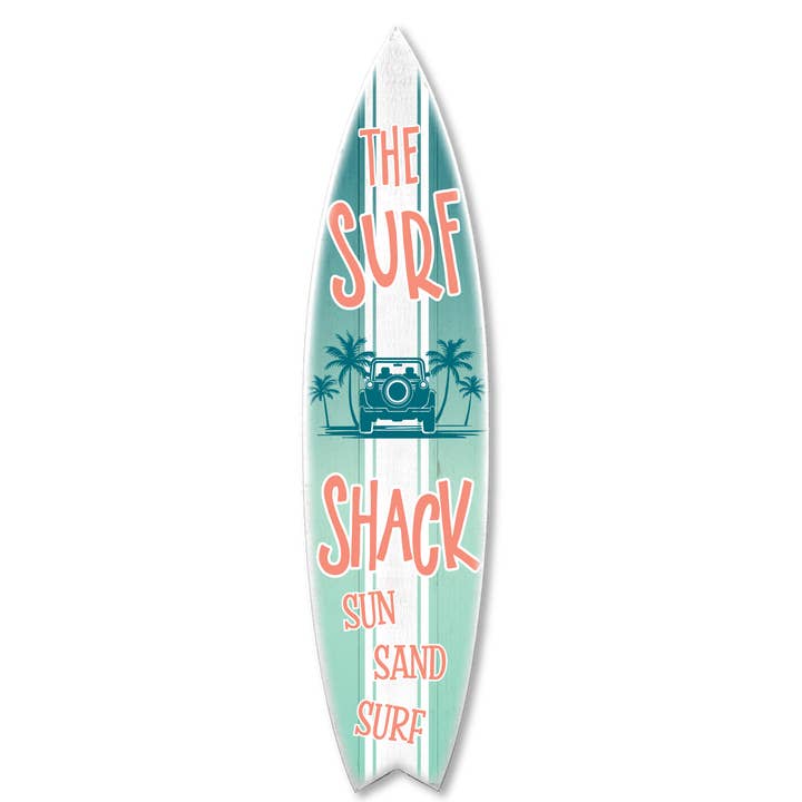 MINI 23" SURF BOARD WALL ACCENT SURF SHACK TEAL VERTICAL