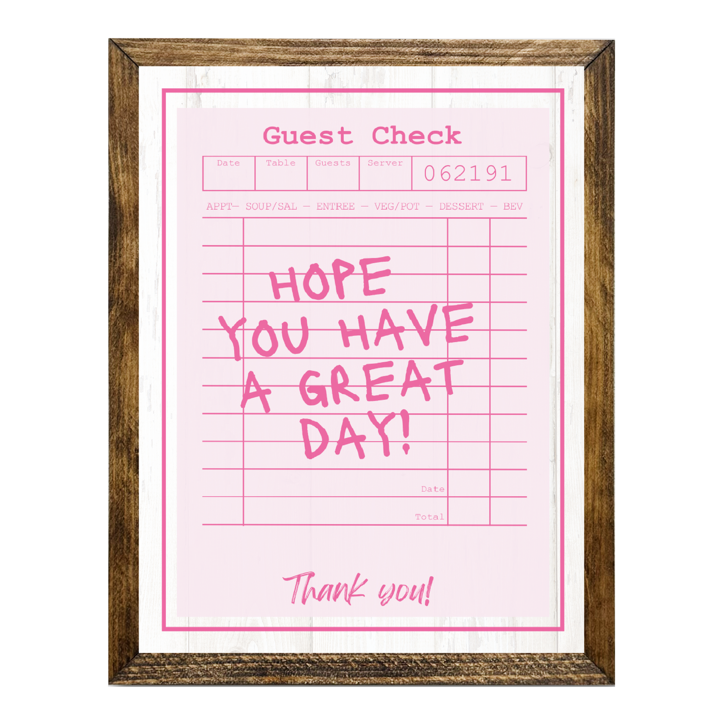 TIMBERLAND "GUEST CHECK SERIES"- HOPE YOU HAVE A GREAT DAY