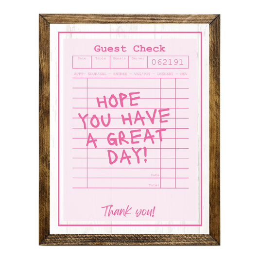 TIMBERLAND "GUEST CHECK SERIES"- HOPE YOU HAVE A GREAT DAY