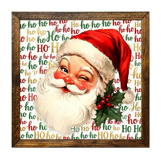 Retro Vintage Santa Ho Ho Ho Christmas Wall Art