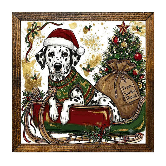 Dalmatian Santa Christmas Sleigh Wall Art
