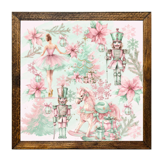 Pink Nutcracker Ballet Christmas Wall Art