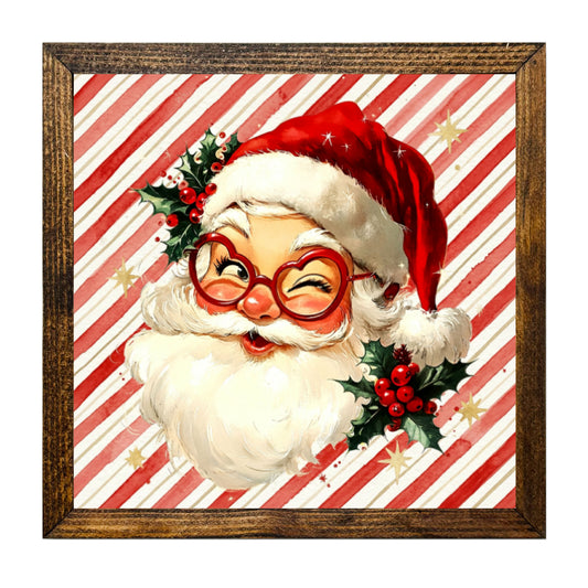 Vintage Winking Santa Christmas Wall Art