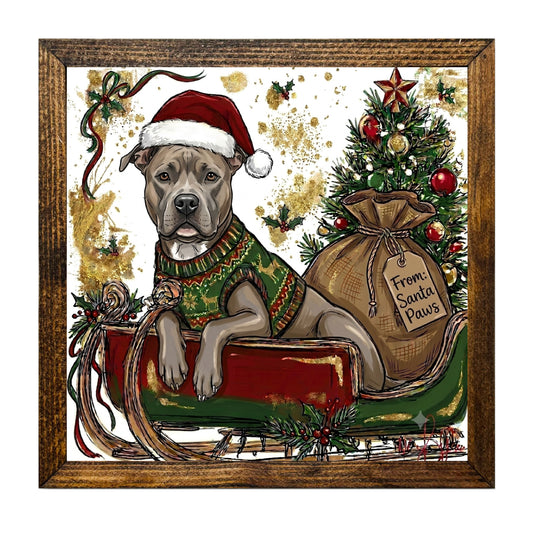 Festive Pit Bull Christmas Wall Art