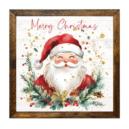 Rustic Santa Merry Christmas Wall Art