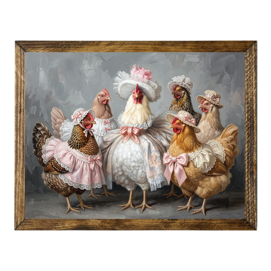 TIMBERLAND FRAME ELEGANT GIRLY DRESSED CHICKEN PHOTO