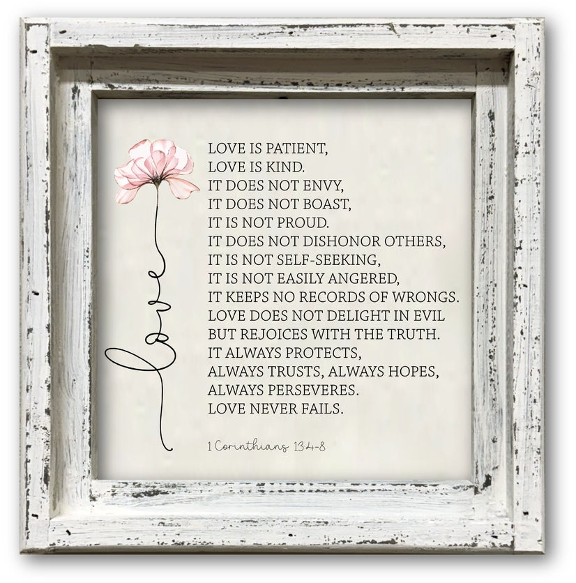 FRAMED CANVAS LOVE CORINTHIANS PINK FLOWER