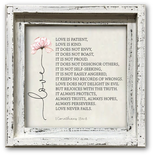 FRAMED CANVAS LOVE CORINTHIANS PINK FLOWER