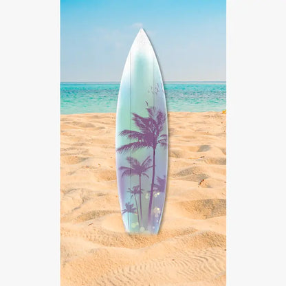 SURF BOARD WALL ACCENT PALM TREE ART (TEAL)