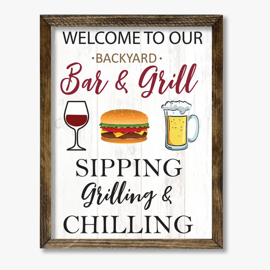 TIMBERLAND FRAME WELCOME TO OUR BAR & GRILL