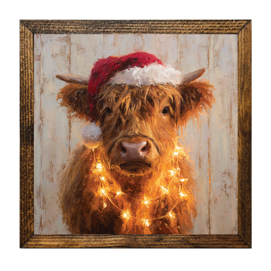 TIMBERLAND FRAME CHRISTMAS HIGHLAND COVERED IN LIGHTS 1
