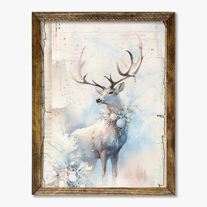 TIMBERLAND FRAME WHITE DEER IN SNOW PAINTING
